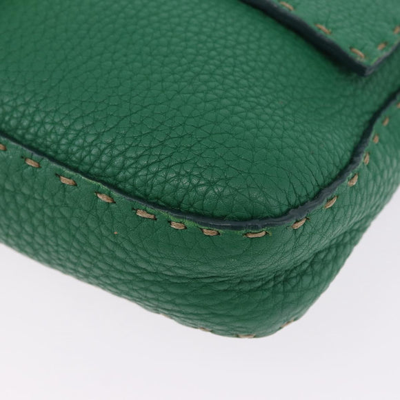 FENDI Selleria Mamma Baguette Bag Leather Green Gold 8BR101 Auth yk20828SAM