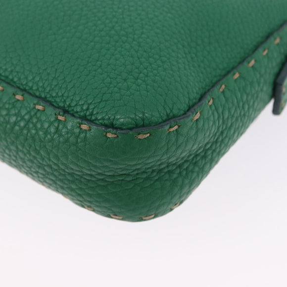 FENDI Selleria Mamma Baguette Bag Leather Green Gold 8BR101 Auth yk20828SAM
