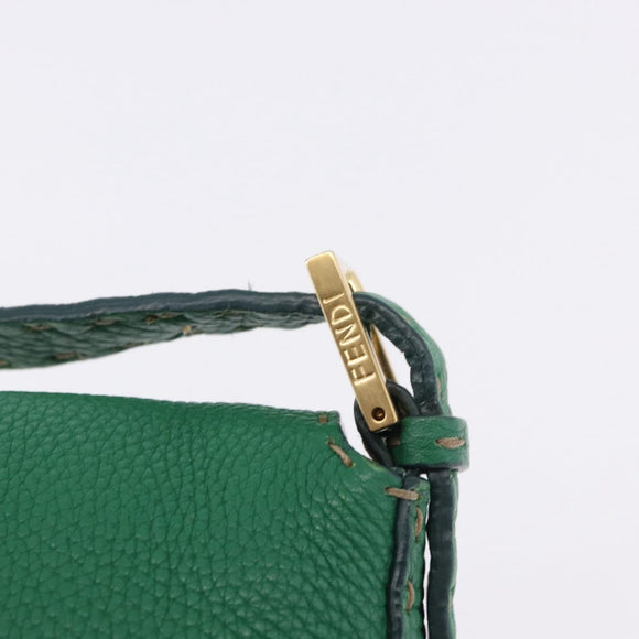FENDI Selleria Mamma Baguette Bag Leather Green Gold 8BR101 Auth yk20828SAM