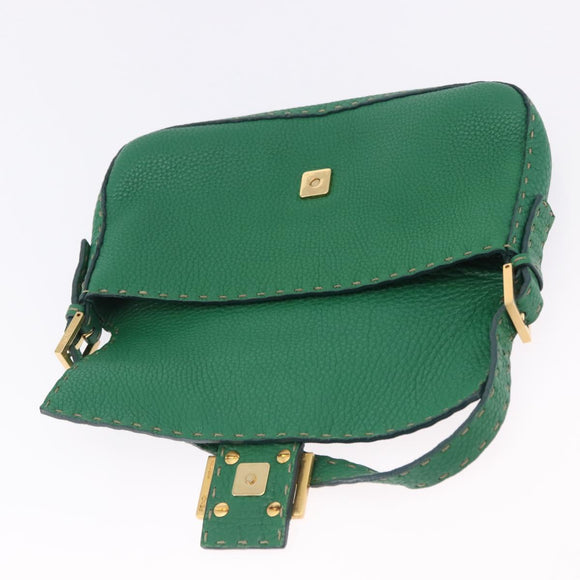 FENDI Selleria Mamma Baguette Bag Leather Green Gold 8BR101 Auth yk20828SAM