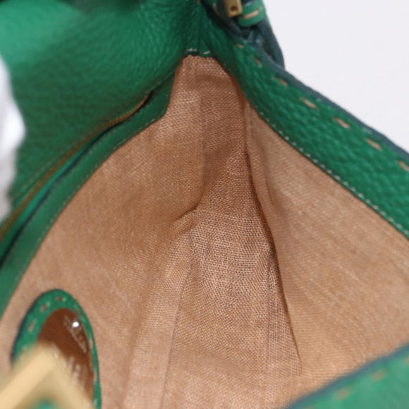 FENDI Selleria Mamma Baguette Bag Leather Green Gold 8BR101 Auth yk20828SAM