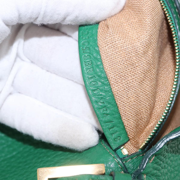 FENDI Selleria Mamma Baguette Bag Leather Green Gold 8BR101 Auth yk20828SAM