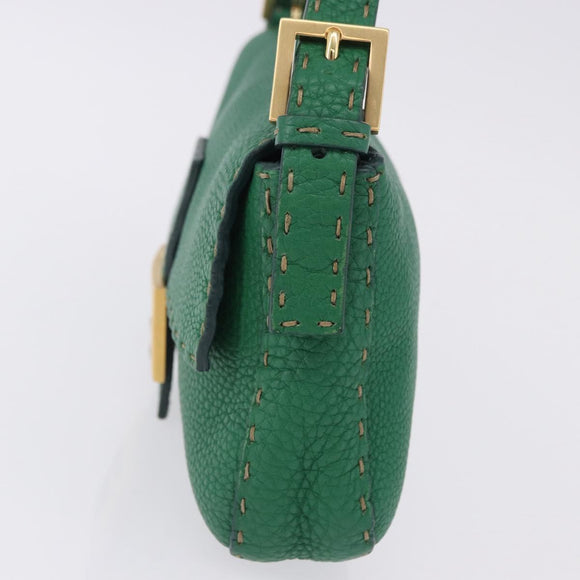FENDI Selleria Mamma Baguette Bag Leather Green Gold 8BR101 Auth yk20828SAM