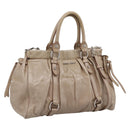 Miu Miu Hand Bag Leather 2way Beige Silver Auth yk20829M-1