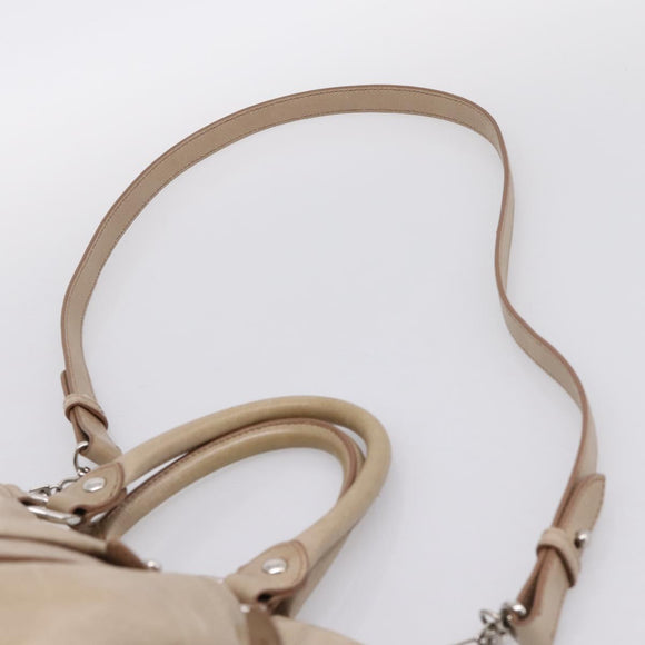 Miu Miu Hand Bag Leather 2way Beige Silver Auth yk20829M