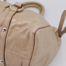 Miu Miu Hand Bag Leather 2way Beige Silver Auth yk20829M-15