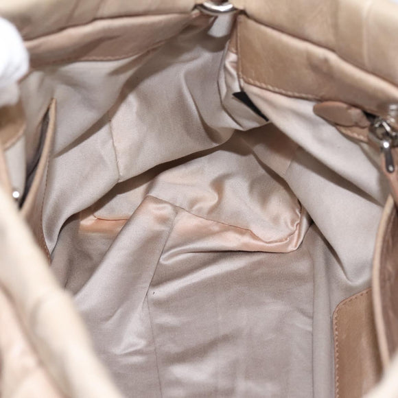 Miu Miu Hand Bag Leather 2way Beige Silver Auth yk20829M