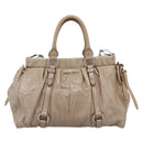 Miu Miu Hand Bag Leather 2way Beige Silver Auth yk20829M-13