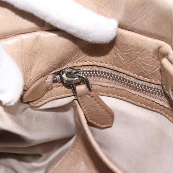 Miu Miu Hand Bag Leather 2way Beige Silver Auth yk20829M