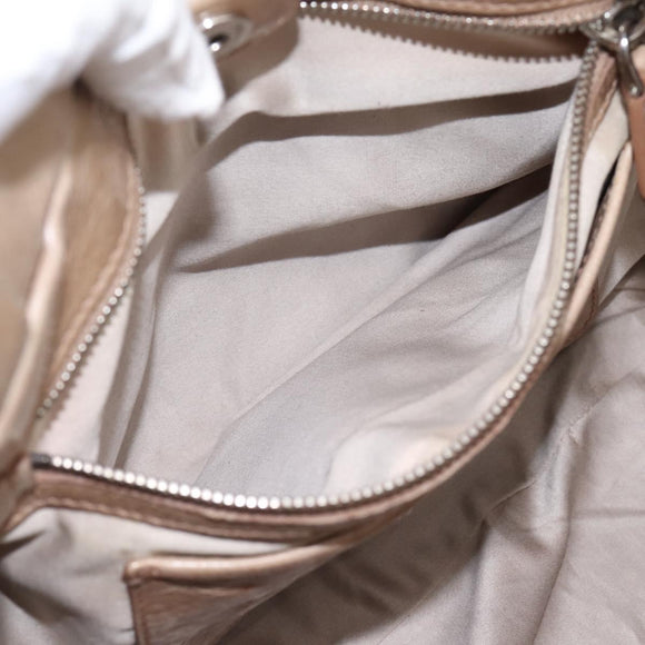 Miu Miu Hand Bag Leather 2way Beige Silver Auth yk20829M