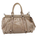Miu Miu Hand Bag Leather 2way Beige Silver Auth yk20829M-2