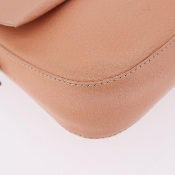 FENDI Mamma Baguette Shoulder Bag Leather Pink Gold Tone Auth yk20830SAM