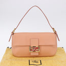 FENDI Mamma Baguette Shoulder Bag Leather Pink Gold Tone Auth yk20830SAM-12