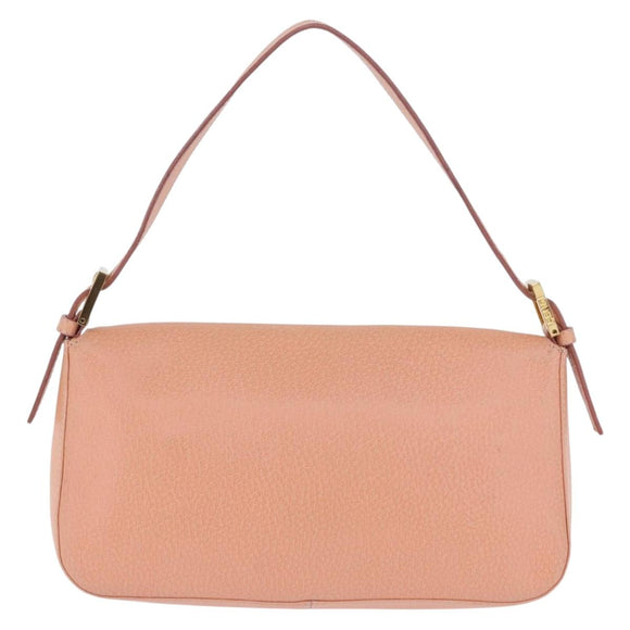 FENDI Mamma Baguette Shoulder Bag Leather Pink Gold Tone Auth yk20830SAM