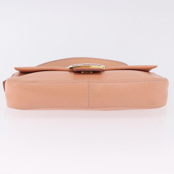 FENDI Mamma Baguette Shoulder Bag Leather Pink Gold Tone Auth yk20830SAM