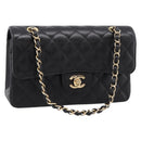 CHANEL Matelasse 23 Double Flap Chain Bag Caviar Skin Black Gold Auth yk20831SM-1