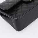 CHANEL Matelasse 23 Double Flap Chain Bag Caviar Skin Black Gold Auth yk20831SM-15