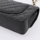 CHANEL Matelasse 23 Double Flap Chain Bag Caviar Skin Black Gold Auth yk20831SM-16