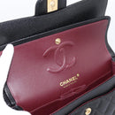 CHANEL Matelasse 23 Double Flap Chain Bag Caviar Skin Black Gold Auth yk20831SM-20