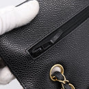 CHANEL Matelasse 23 Double Flap Chain Bag Caviar Skin Black Gold Auth yk20831SM-26