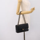 CHANEL Matelasse 23 Double Flap Chain Bag Caviar Skin Black Gold Auth yk20831SM-29
