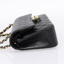 CHANEL Matelasse 23 Double Flap Chain Bag Caviar Skin Black Gold Auth yk20831SM-3