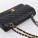 CHANEL Matelasse 23 Double Flap Chain Bag Caviar Skin Black Gold Auth yk20831SM-6