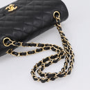 CHANEL Matelasse 23 Double Flap Chain Bag Caviar Skin Black Gold Auth yk20831SM-7