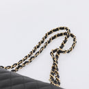 CHANEL Matelasse 23 Double Flap Chain Bag Caviar Skin Black Gold Auth yk20831SM-8