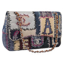 CHANEL Patchwork Jumbo Flap 30 Chain Shoulder Bag Tweed Silver CC Auth yk20832SM-1