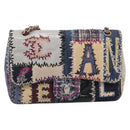 CHANEL Patchwork Jumbo Flap 30 Chain Shoulder Bag Tweed Silver CC Auth yk20832SM-2
