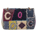 CHANEL Patchwork Jumbo Flap 30 Chain Shoulder Bag Tweed Silver CC Auth yk20832SM-3