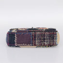 CHANEL Patchwork Jumbo Flap 30 Chain Shoulder Bag Tweed Silver CC Auth yk20832SM-9