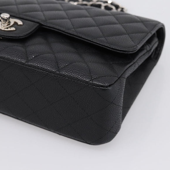 CHANEL Double Flap Chain Matelasse 23 Bag Caviar Skin Black Auth yk20833SM