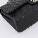 CHANEL Double Flap Chain Matelasse 23 Bag Caviar Skin Black Auth yk20833SM-15