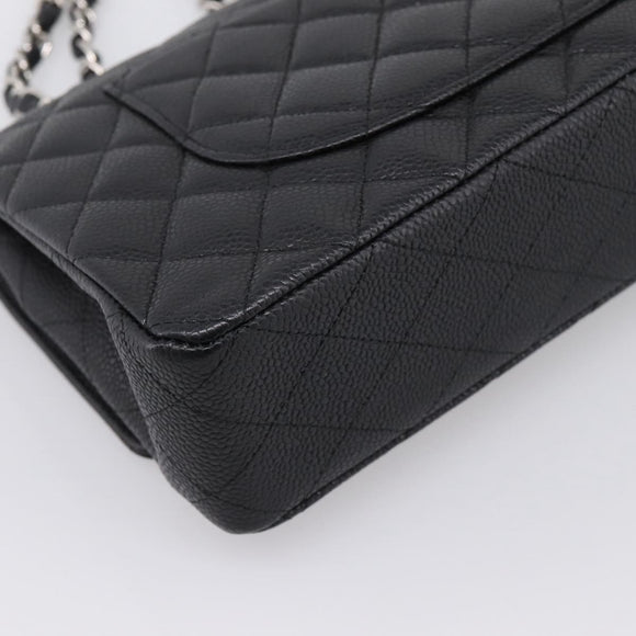 CHANEL Double Flap Chain Matelasse 23 Bag Caviar Skin Black Auth yk20833SM