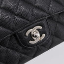 CHANEL Double Flap Chain Matelasse 23 Bag Caviar Skin Black Auth yk20833SM-18