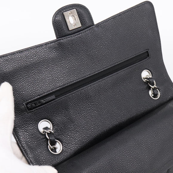 CHANEL Double Flap Chain Matelasse 23 Bag Caviar Skin Black Auth yk20833SM
