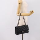 CHANEL Double Flap Chain Matelasse 23 Bag Caviar Skin Black Auth yk20833SM-28