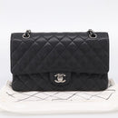 CHANEL Double Flap Chain Matelasse 23 Bag Caviar Skin Black Auth yk20833SM-12