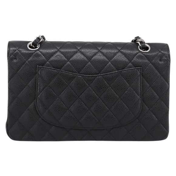 CHANEL Double Flap Chain Matelasse 23 Bag Caviar Skin Black Auth yk20833SM