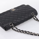 CHANEL Double Flap Chain Matelasse 23 Bag Caviar Skin Black Auth yk20833SM-6