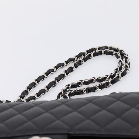 CHANEL Double Flap Chain Matelasse 23 Bag Caviar Skin Black Auth yk20833SM