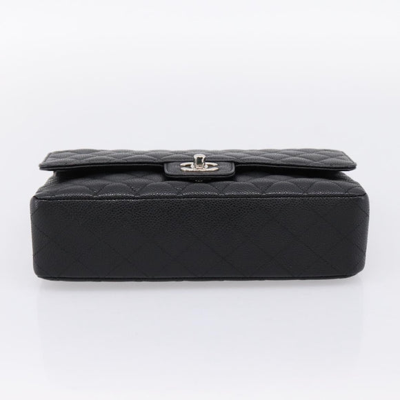 CHANEL Double Flap Chain Matelasse 23 Bag Caviar Skin Black Auth yk20833SM