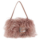 FENDI Selleria Mini Mamma Baguette Bag Wool Pink Silver 8BR185 Auth yk20834SAM-1
