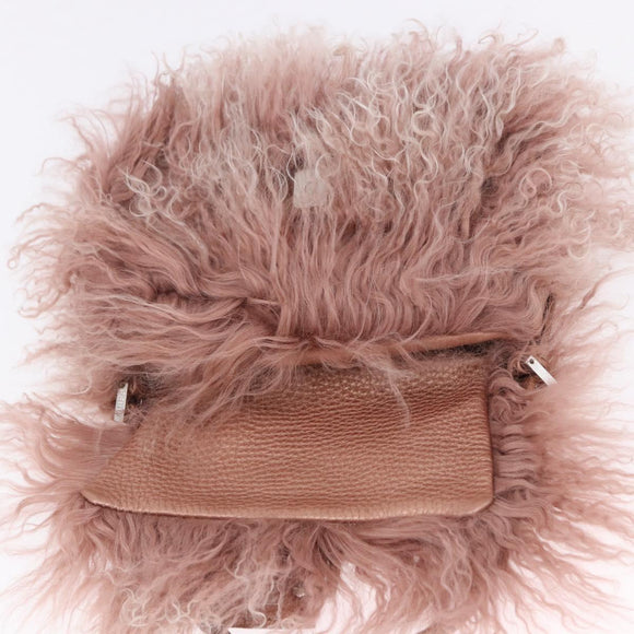 FENDI Selleria Mini Mamma Baguette Bag Wool Pink Silver 8BR185 Auth yk20834SAM