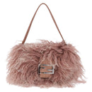 FENDI Selleria Mini Mamma Baguette Bag Wool Pink Silver 8BR185 Auth yk20834SAM-13