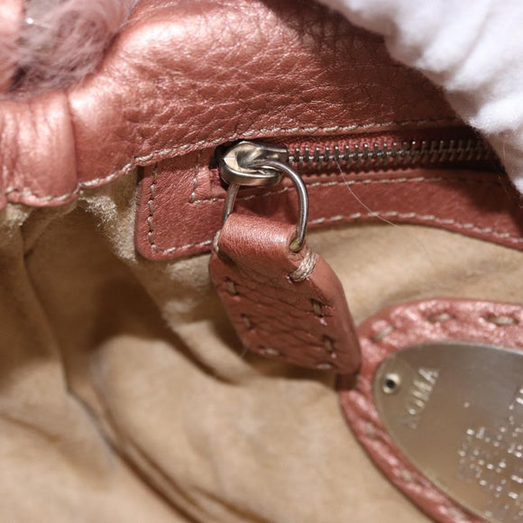 FENDI Selleria Mini Mamma Baguette Bag Wool Pink Silver 8BR185 Auth yk20834SAM