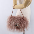 FENDI Selleria Mini Mamma Baguette Bag Wool Pink Silver 8BR185 Auth yk20834SAM-26