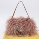 FENDI Selleria Mini Mamma Baguette Bag Wool Pink Silver 8BR185 Auth yk20834SAM-12